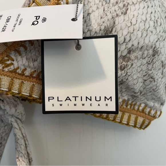 Platinum Inspired by Solange Ferrarini Cobra Crochet Trim Swim Bikini Top Size D - Picture 8 of 9